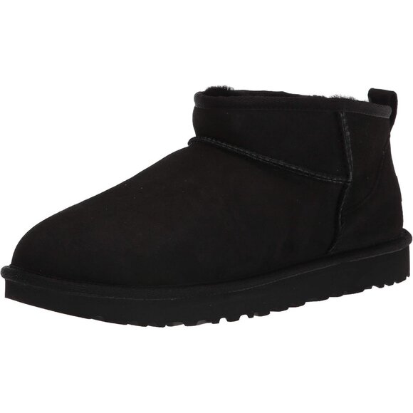 UGG Women's Legacy Black Rounded Toe Sheepskin Lining Classic Ultra Mini Boot - Picture 1 of 8